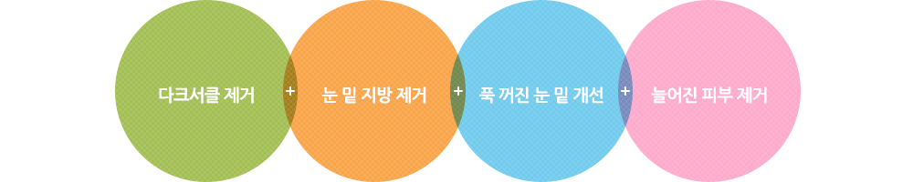 1.다크서클 제거 2.눈 밑 지방 제거 3.푹 꺼진 눈 밑 개선 4.늘어진 피부 제거