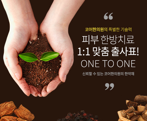 코어한의원의 특별한 기술력 피부한방치료 1:1맞춤 출사표! ONE TO ONE 신뢰할 수 있는 코어한의원의 한약재
